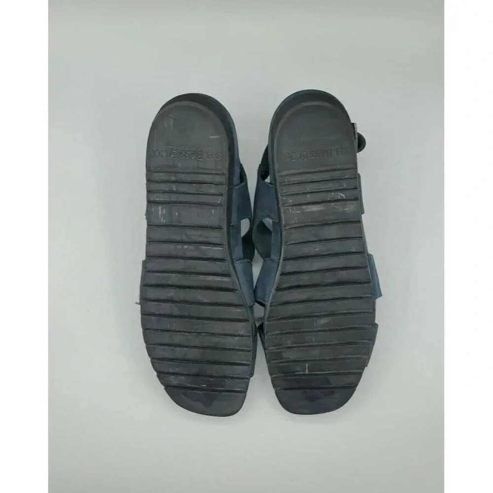 G.H. Bass Sandals Womens Azalea 9 Navy Blue Leather Suede Strappy Comfort Shoes